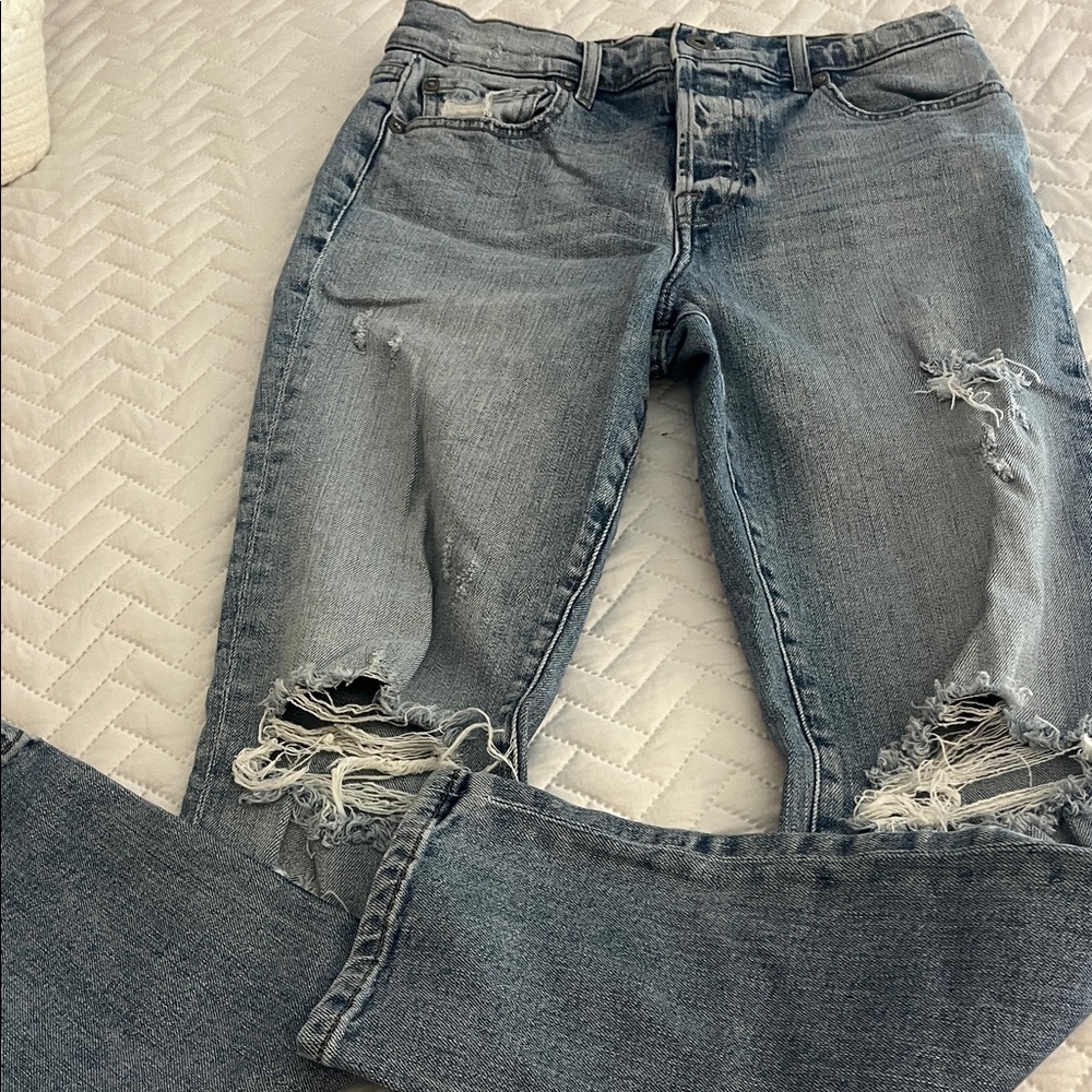 Pistola Distressed Gray Boyfriend Jeans